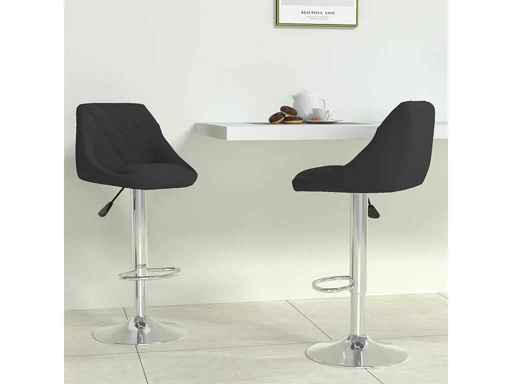Tabourets de bar lot de 2 noir velours