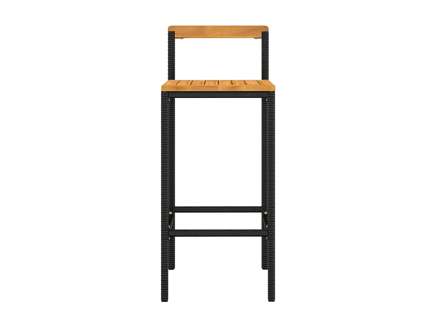 Tabourets de bar lot de 2 noir résine tressée et bois d'acacia