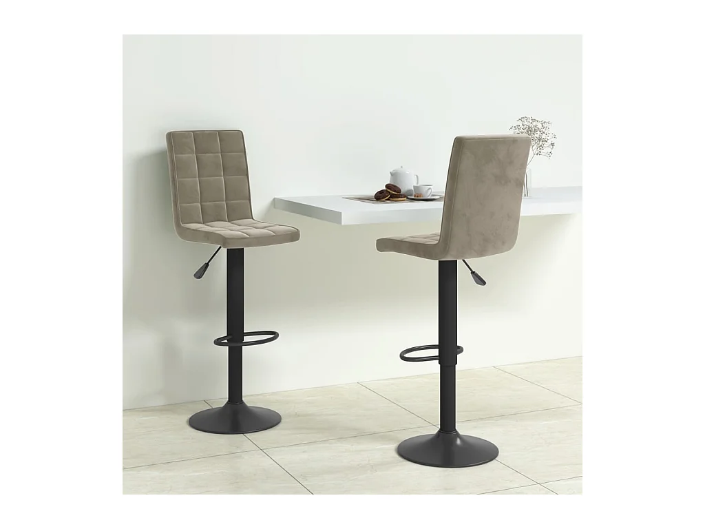 Tabourets de bar lot de 2 gris clair velours
