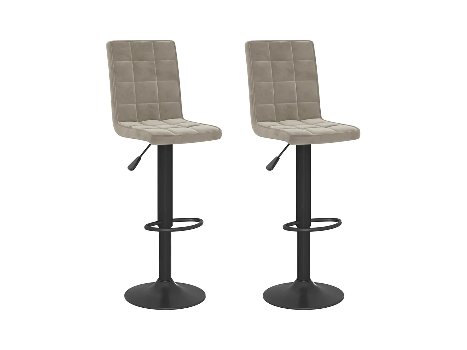 Tabourets de bar lot de 2 gris clair velours