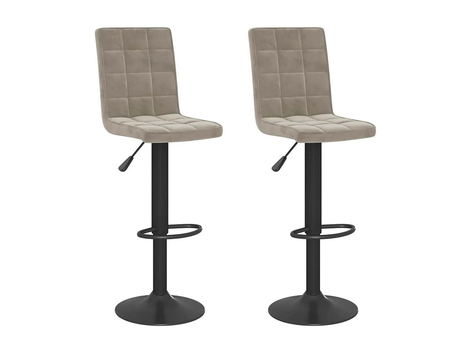 Tabourets de bar lot de 2 gris clair velours