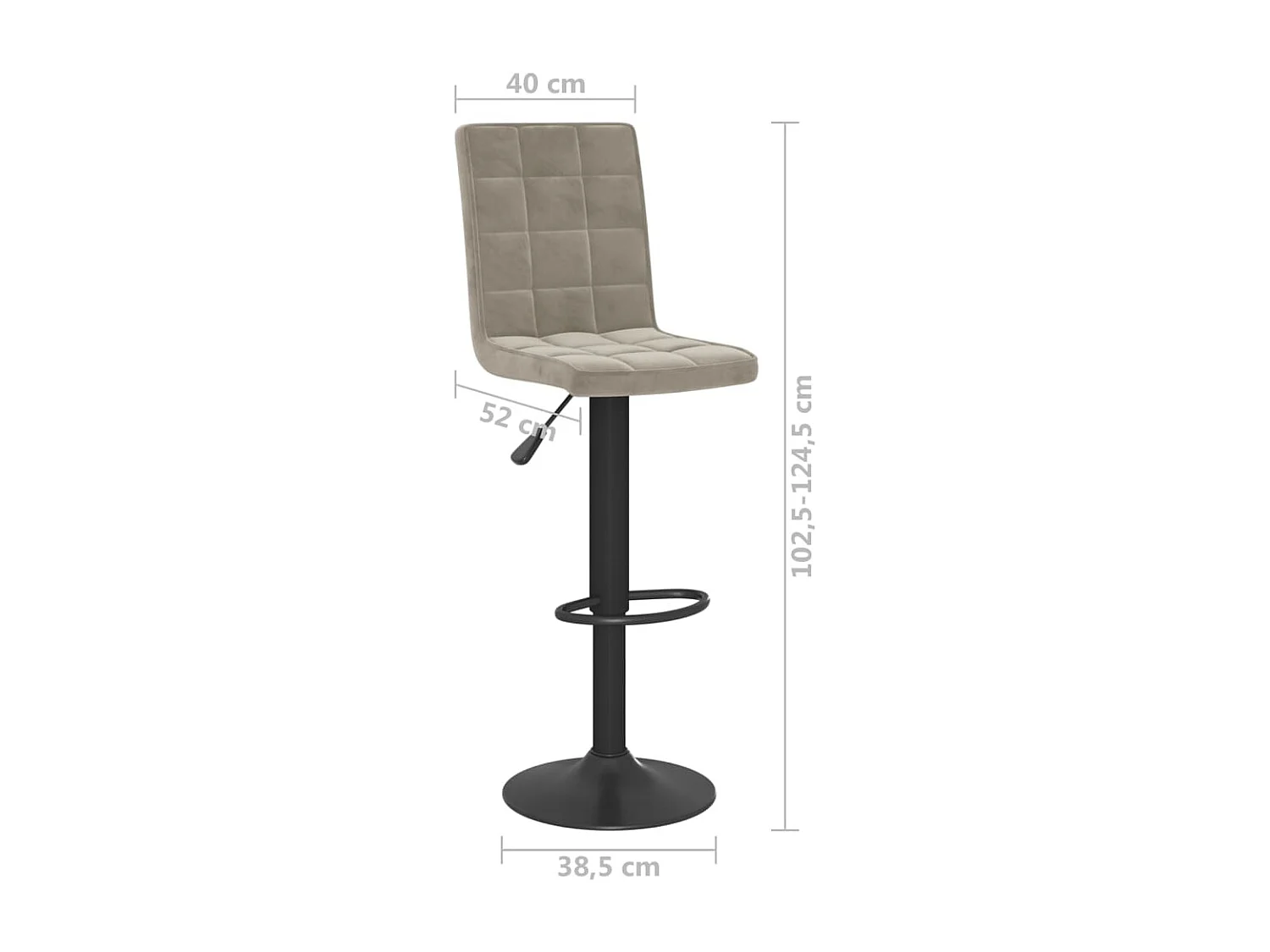 Tabourets de bar lot de 2 gris clair velours