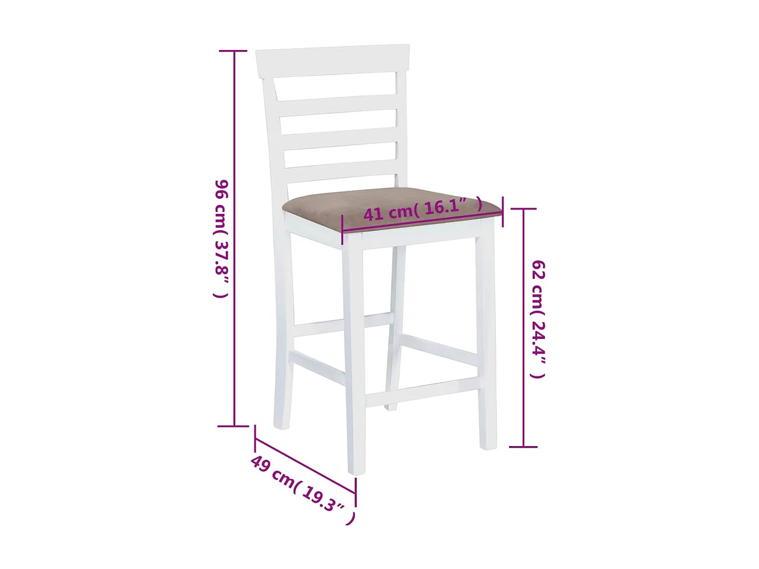 Chaises de bar lot de 2 blanc tissu