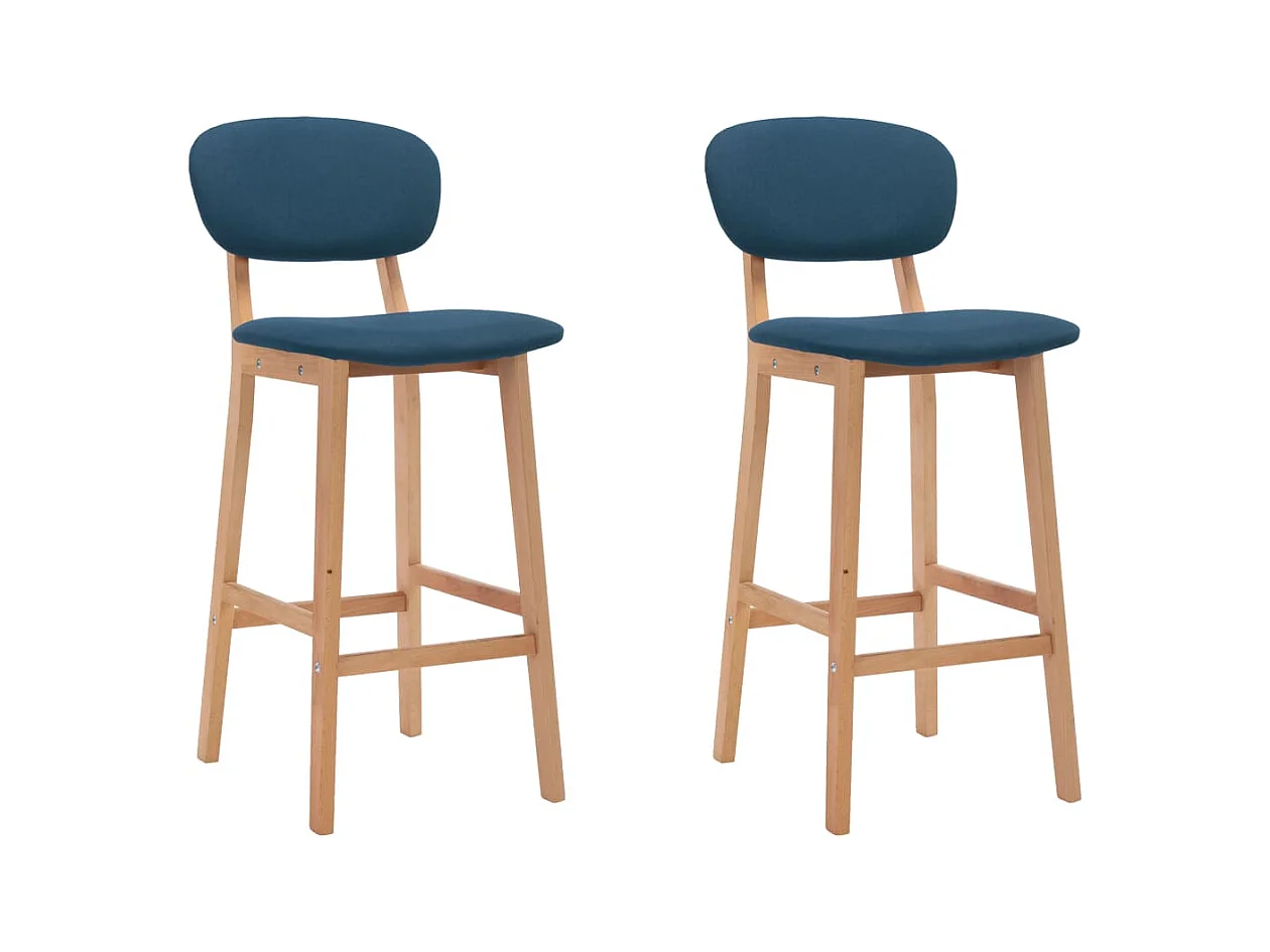 Tabourets de bar lot de 2 bleu tissu