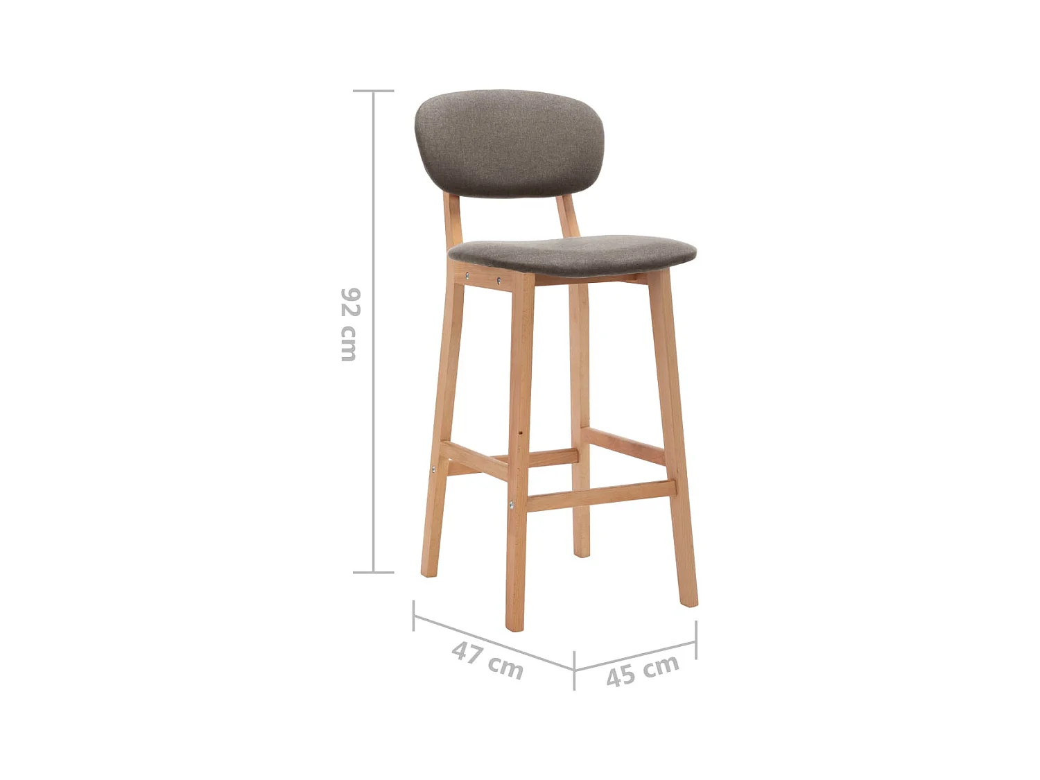 Tabourets de bar lot de 2 taupe tissu