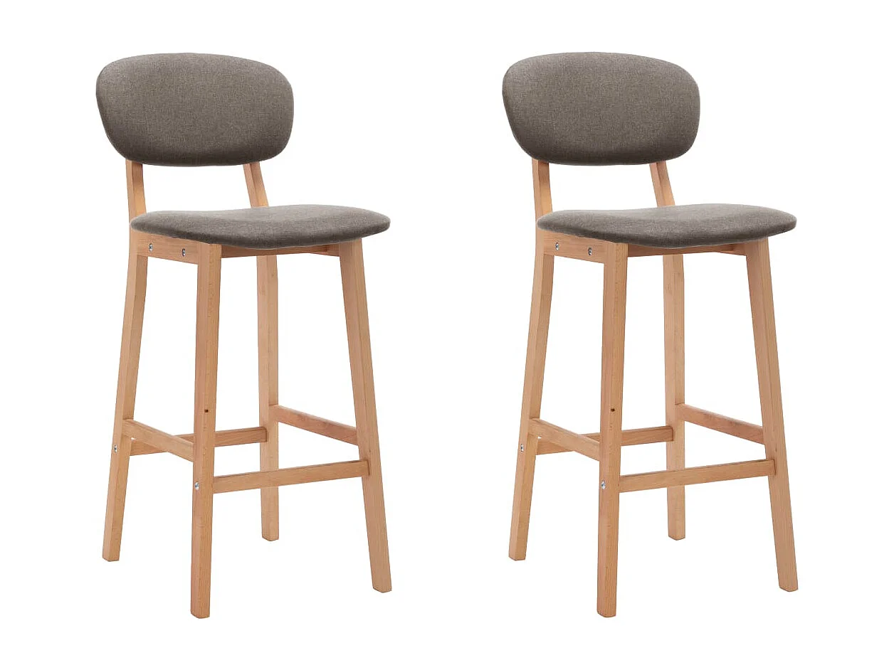 Tabourets de bar lot de 2 taupe tissu