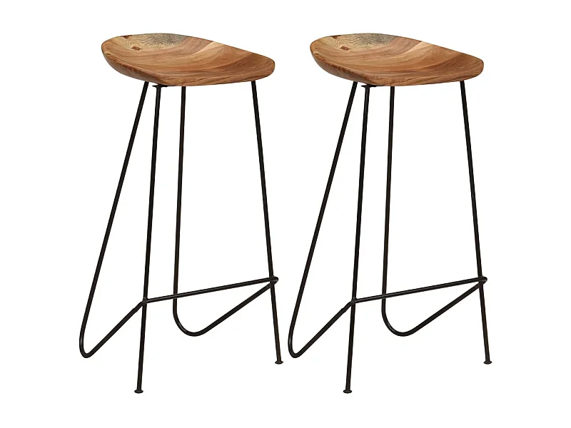 Set di 2 sgabelli da bar in legno massello di acacia
