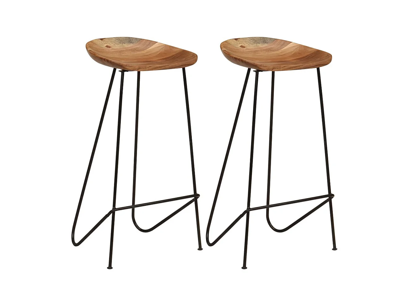 Set di 2 sgabelli da bar in legno massello di acacia