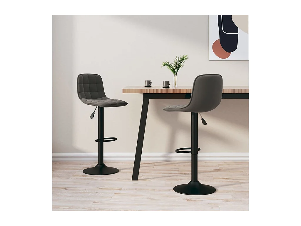 Tabourets de bar lot de 2 gris foncé velours