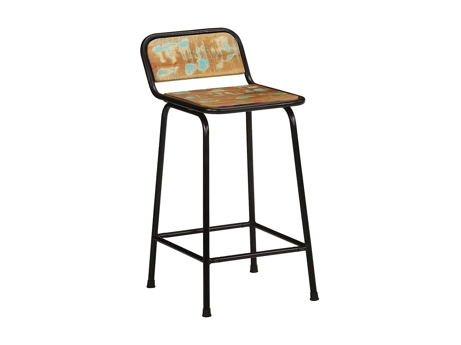 Set di 2 sgabelli da bar 46x35,5x80cm in legno massello di recupero