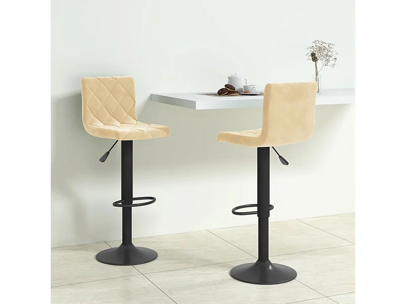 Tabourets de bar lot de 2 crème velours