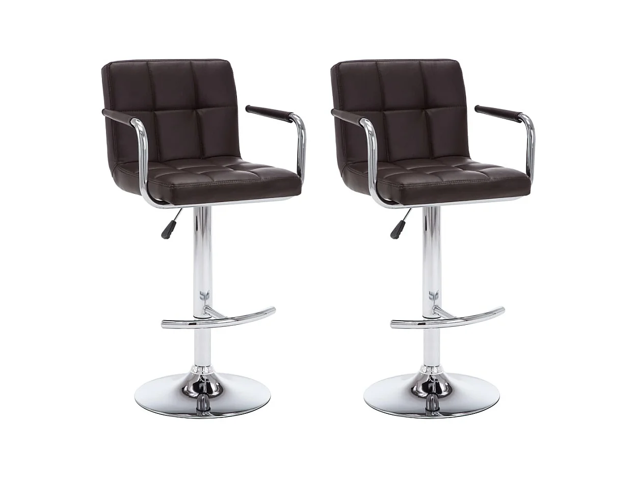 Set di 2 sgabelli da bar in similpelle marrone