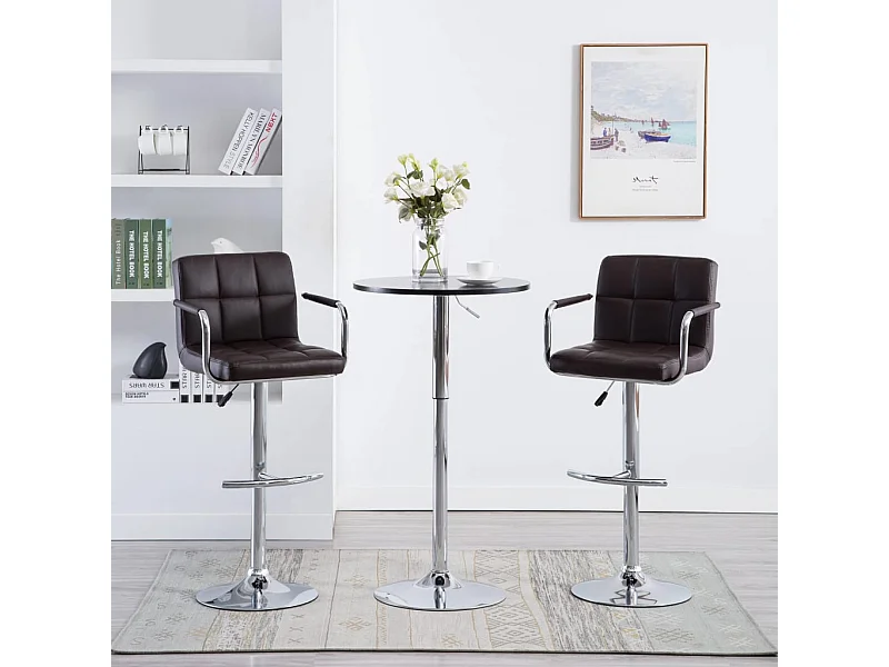 Tabourets de bar lot de 2 marron similicuir