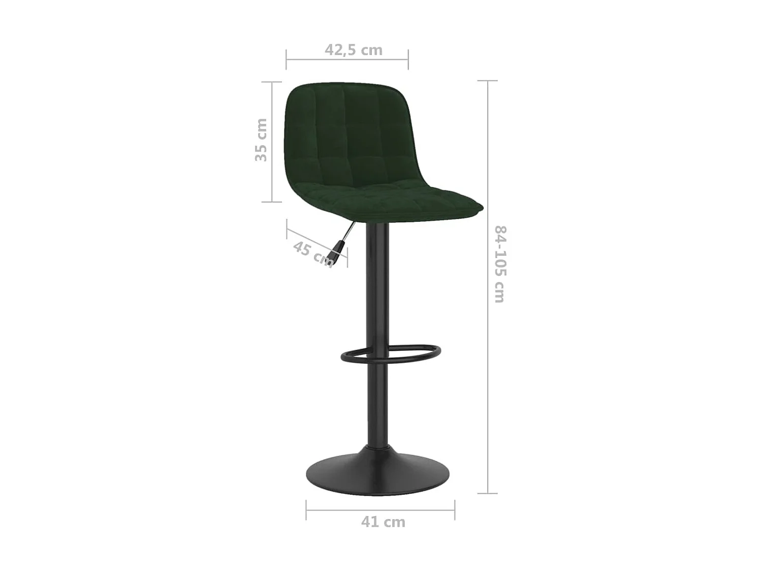 Tabourets de bar lot de 2 vert foncé velours