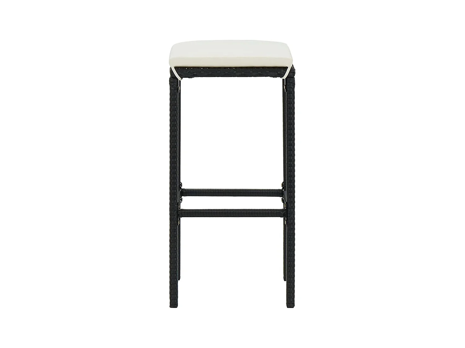 Sgabelli da bar con cuscini set di 4 in resina di vimini nero