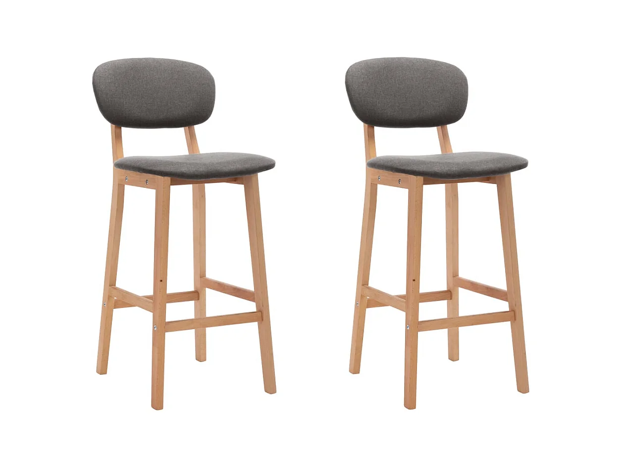 Tabourets de bar lot de 2 gris clair tissu