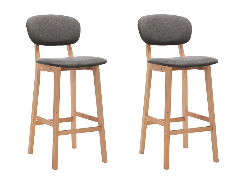 Tabourets de bar lot de 2 gris clair tissu