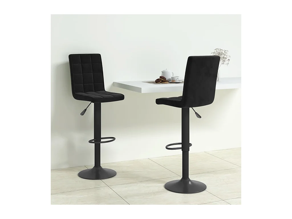 Set di 2 sgabelli da bar in velluto nero