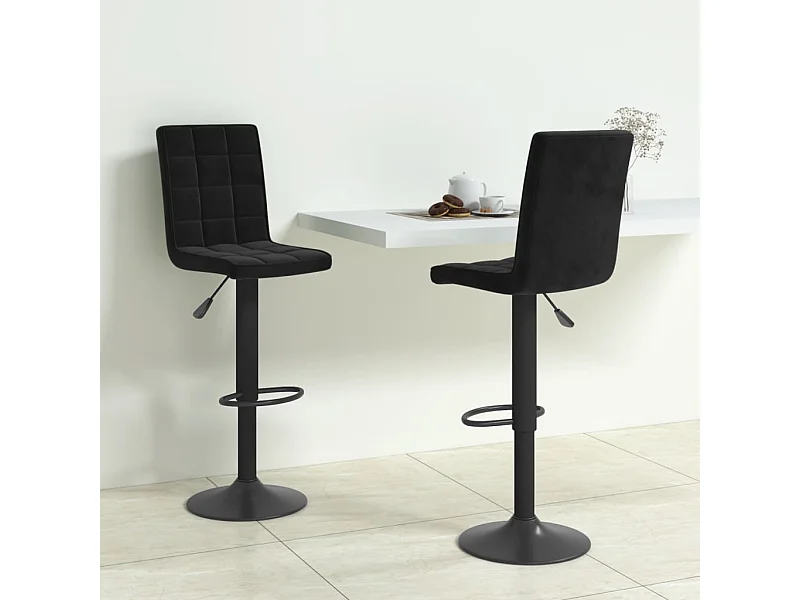 Tabourets de bar lot de 2 noir velours