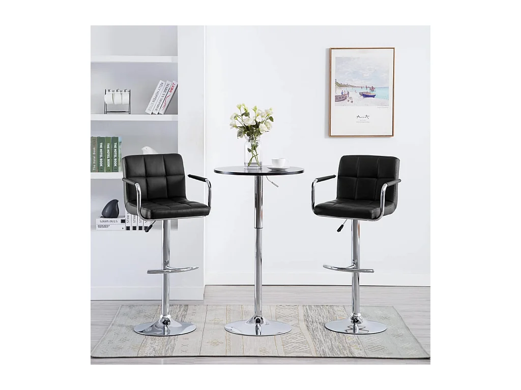 Set di 2 sgabelli da bar in similpelle nera