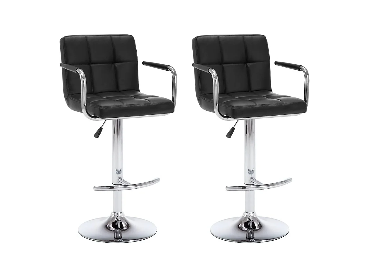 Set di 2 sgabelli da bar in similpelle nera