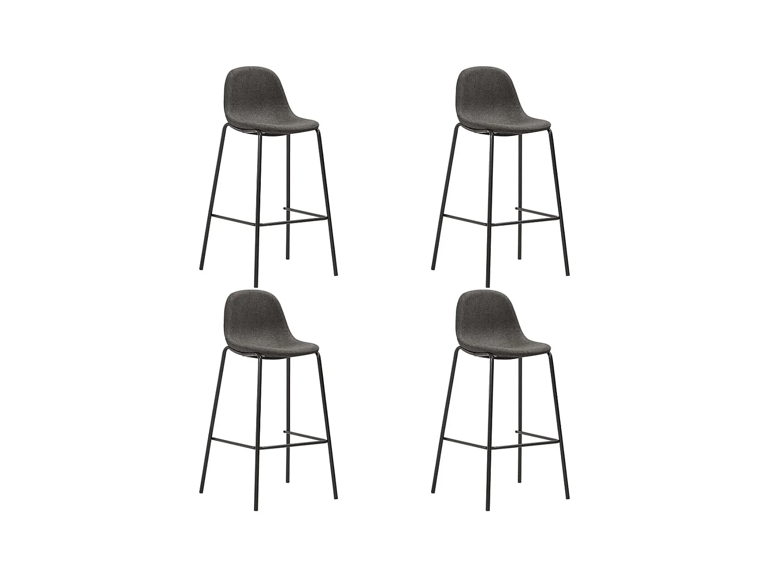 Chaises de bar lot de 4 gris foncé tissu
