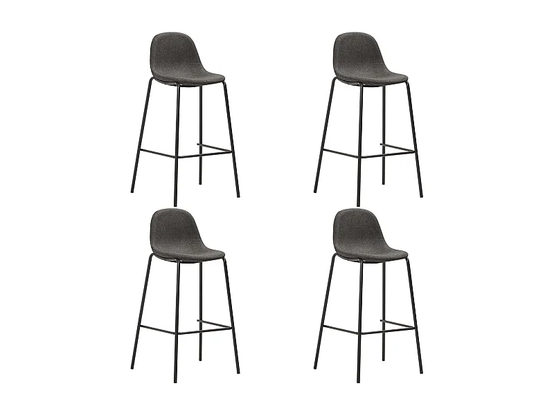 Chaises de bar lot de 4 gris foncé tissu