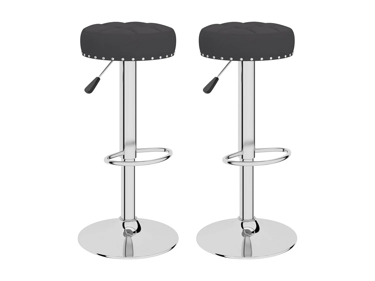 Tabourets de bar lot de 2 noir tissu