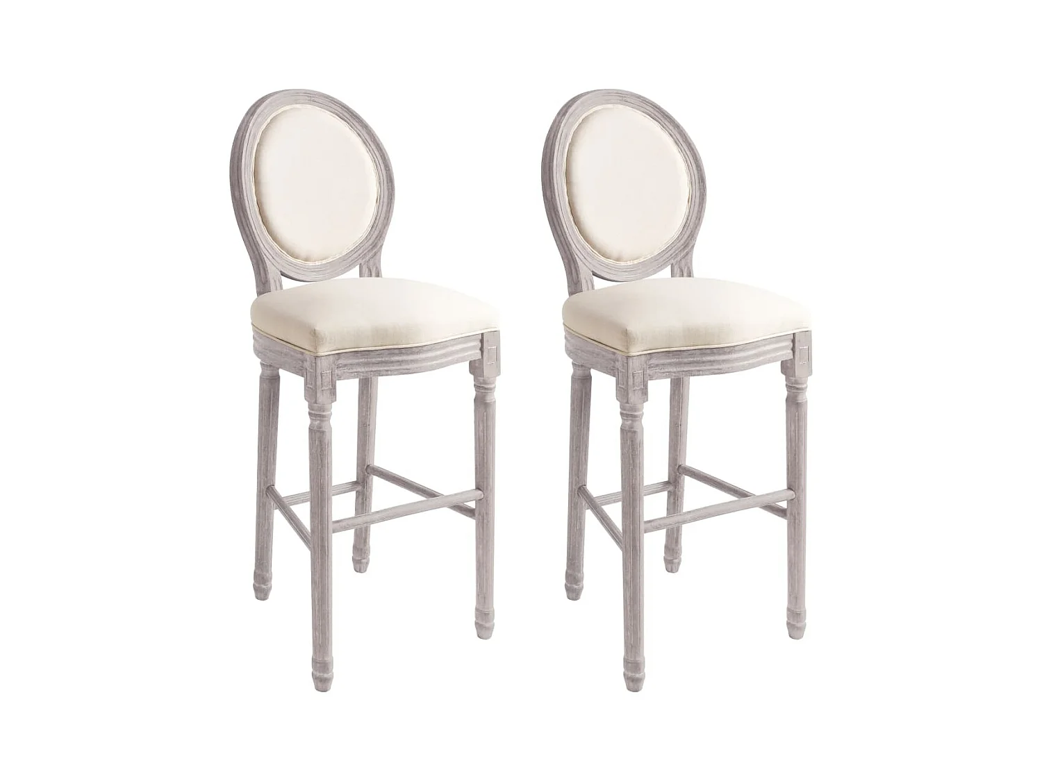Set di 2 sgabelli da bar in lino bianco