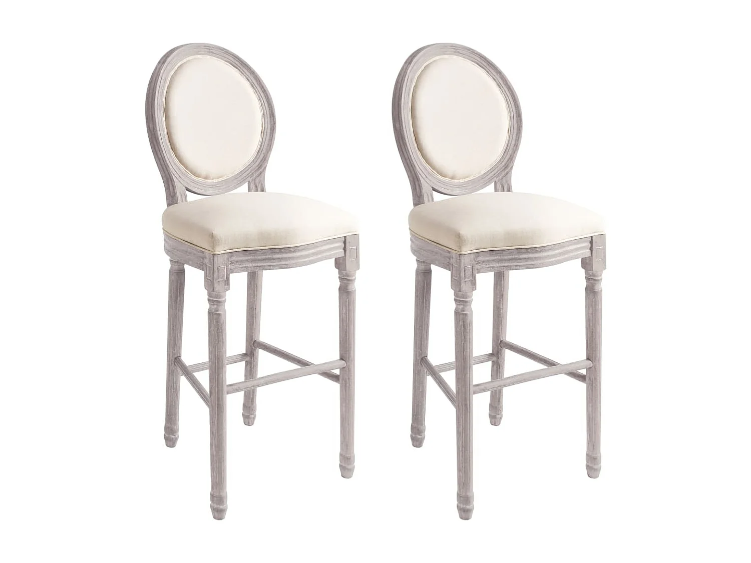 Tabourets de bar lot de 2 blanc lin