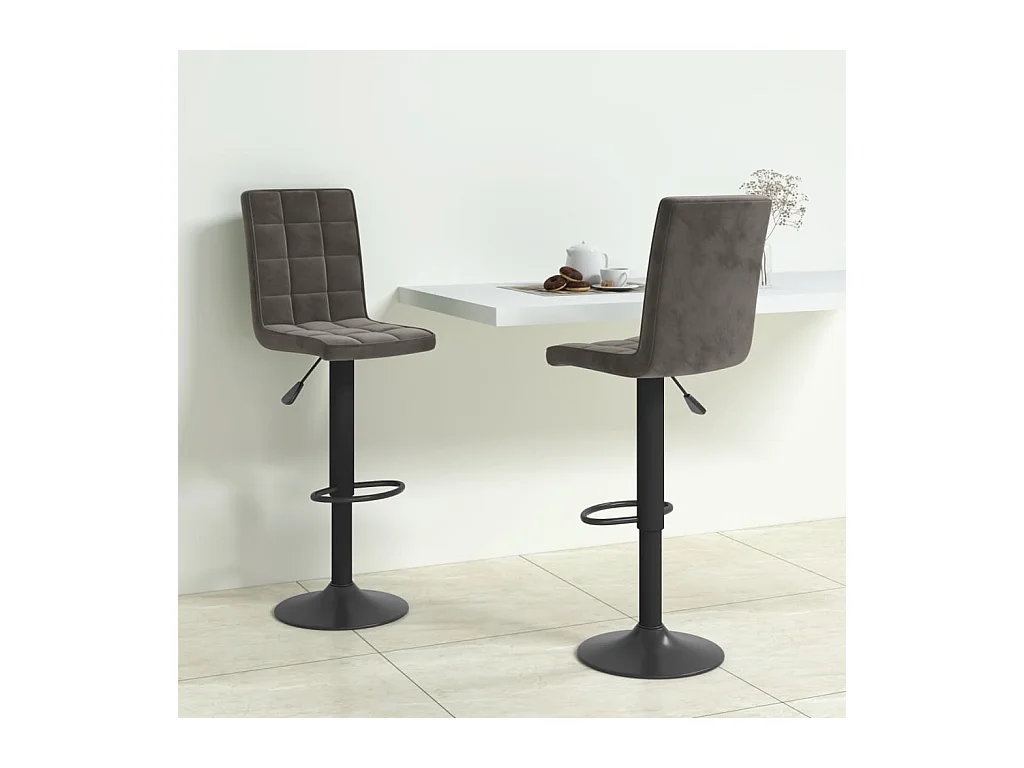 Tabourets de bar lot de 2 gris foncé velours