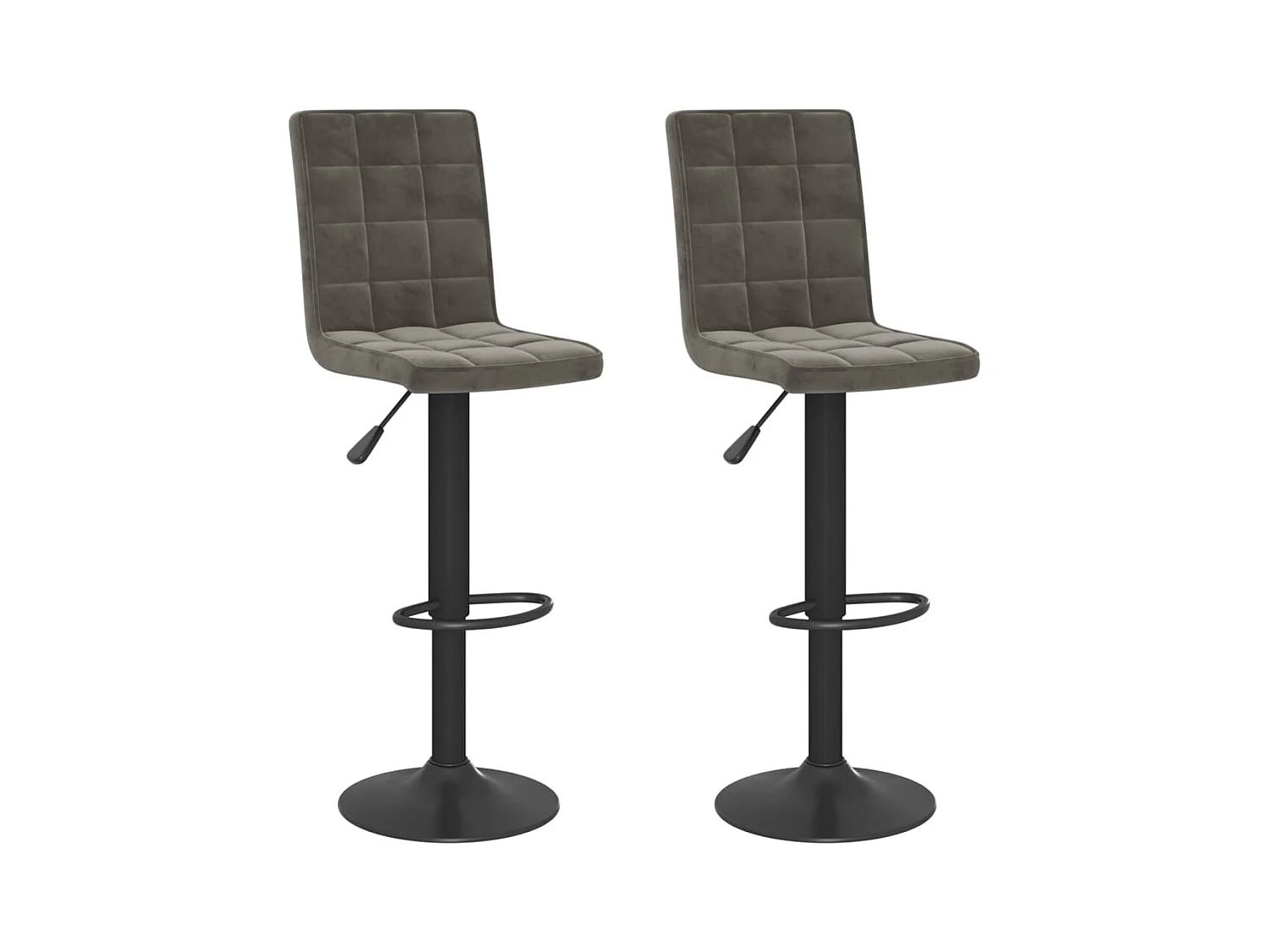 Tabourets de bar lot de 2 gris foncé velours