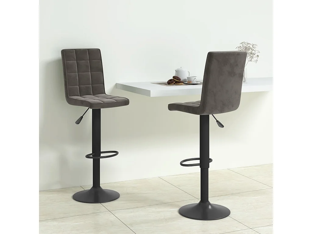 Tabourets de bar lot de 2 gris foncé velours