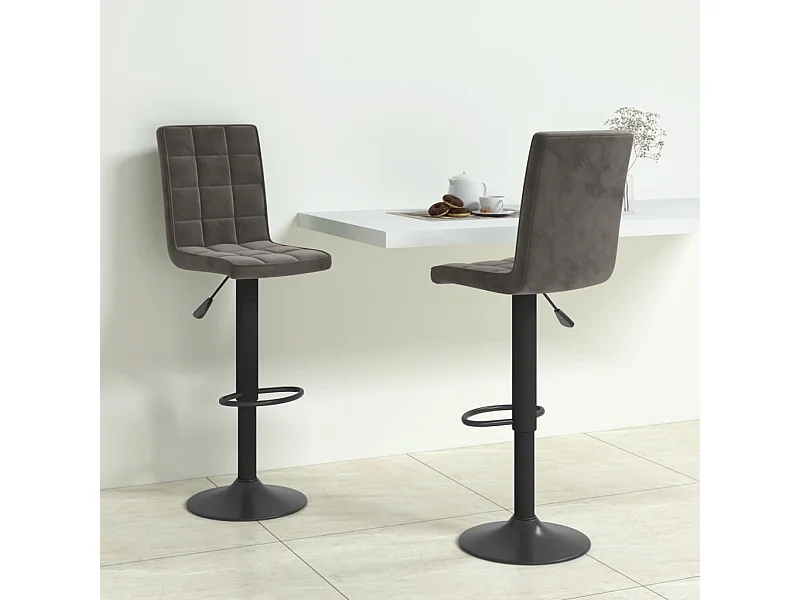 Tabourets de bar lot de 2 gris foncé velours