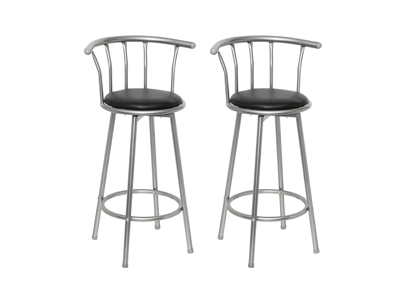 Set di 2 sgabelli da bar in similpelle nera