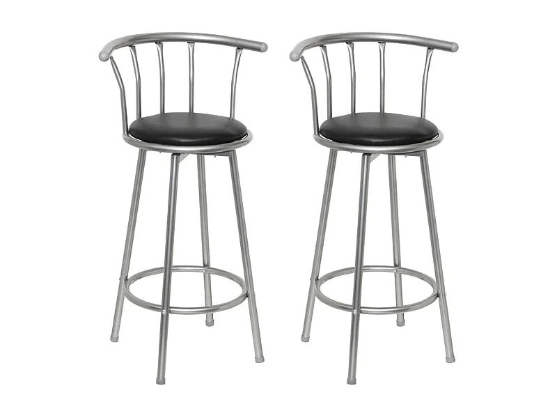Tabourets de bar lot de 2 noir similicuir