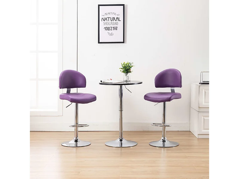 Tabourets de bar lot de 2 violet similicuir