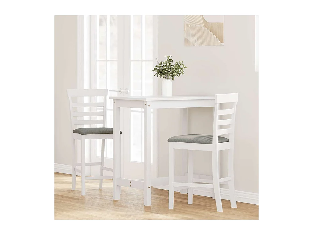 Sgabelli da bar con cuscini 2 pezzi in legno massello di gomma bianco