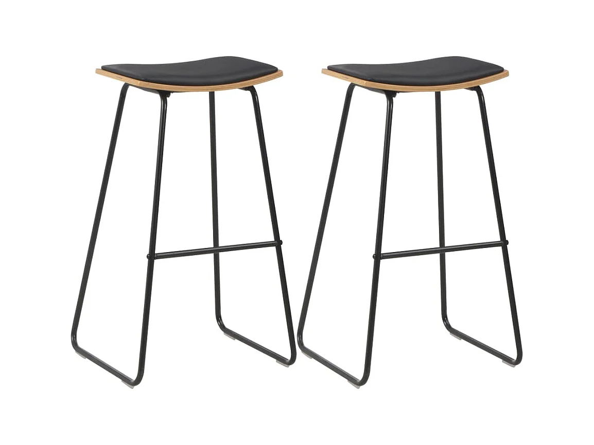 Set di 2 sgabelli da bar in similpelle nera