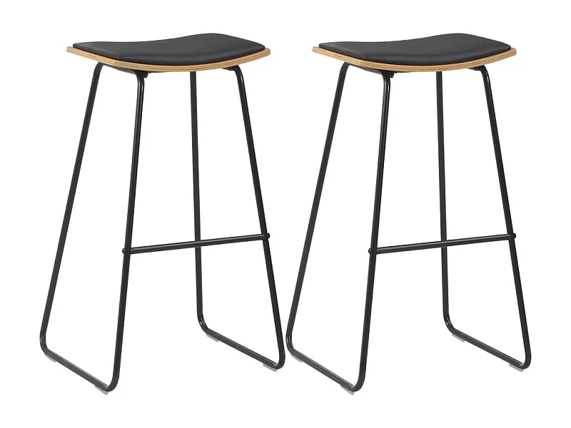 Tabourets de bar lot de 2 noir similicuir