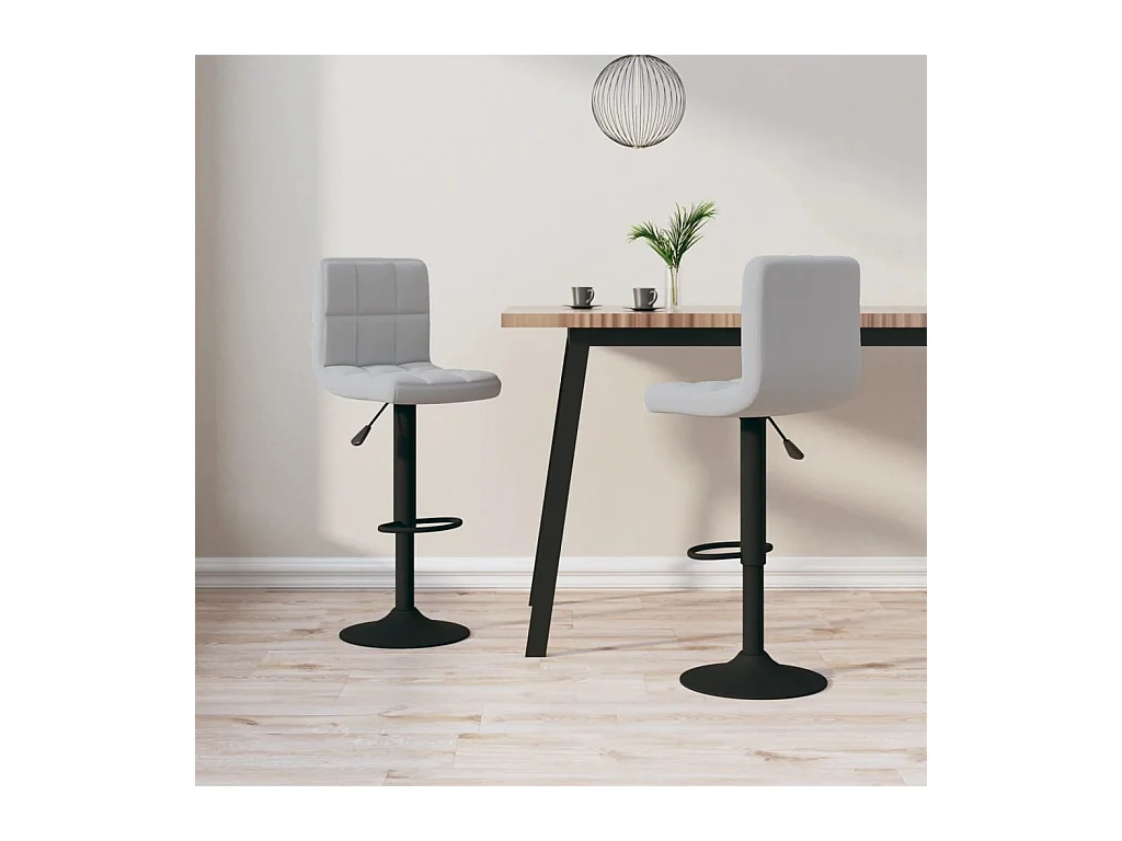 Tabourets de bar lot de 2 gris clair velours
