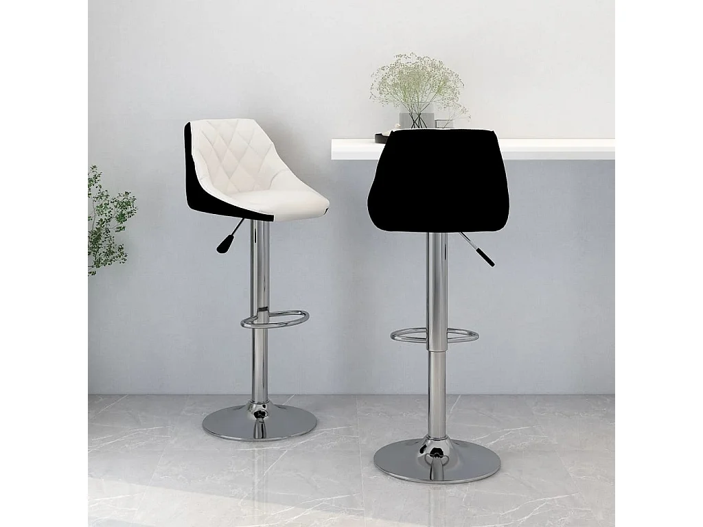 Tabourets de bar lot de 2 blanc et noir similicuir