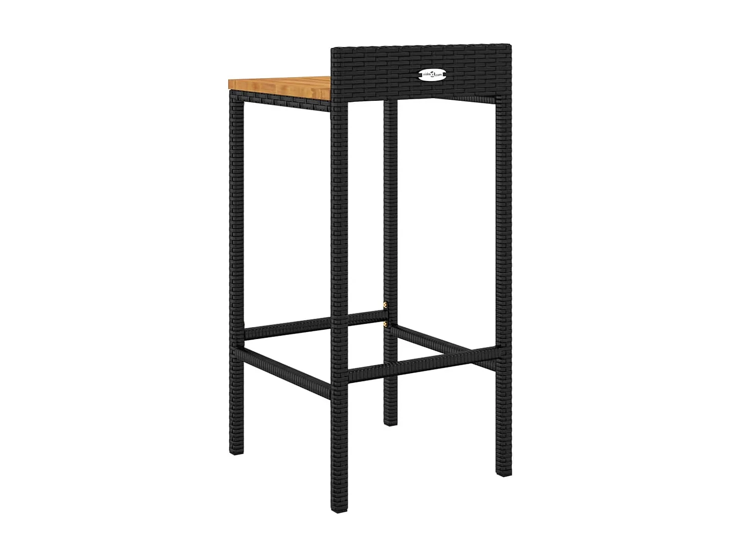 Set di 2 sgabelli da bar neri in resina intrecciata e legno di acacia