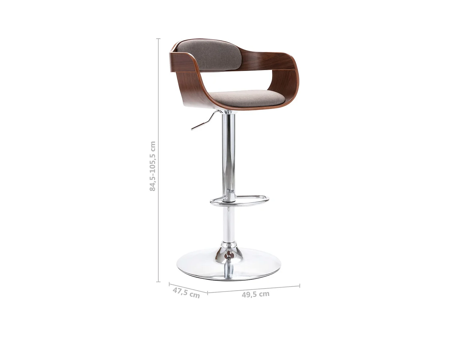 Tabouret de bar Contreplaqué et tissu taupe