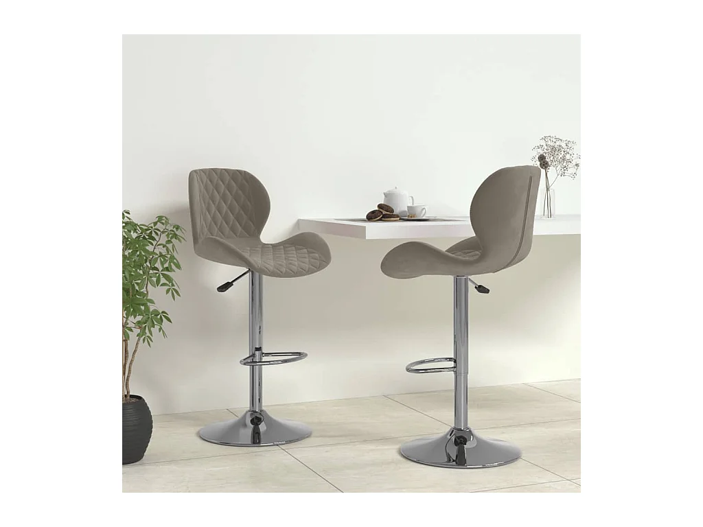 Tabourets de bar lot de 2 gris clair velours