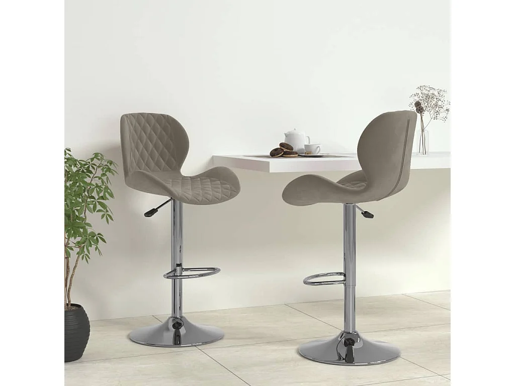 Tabourets de bar lot de 2 gris clair velours