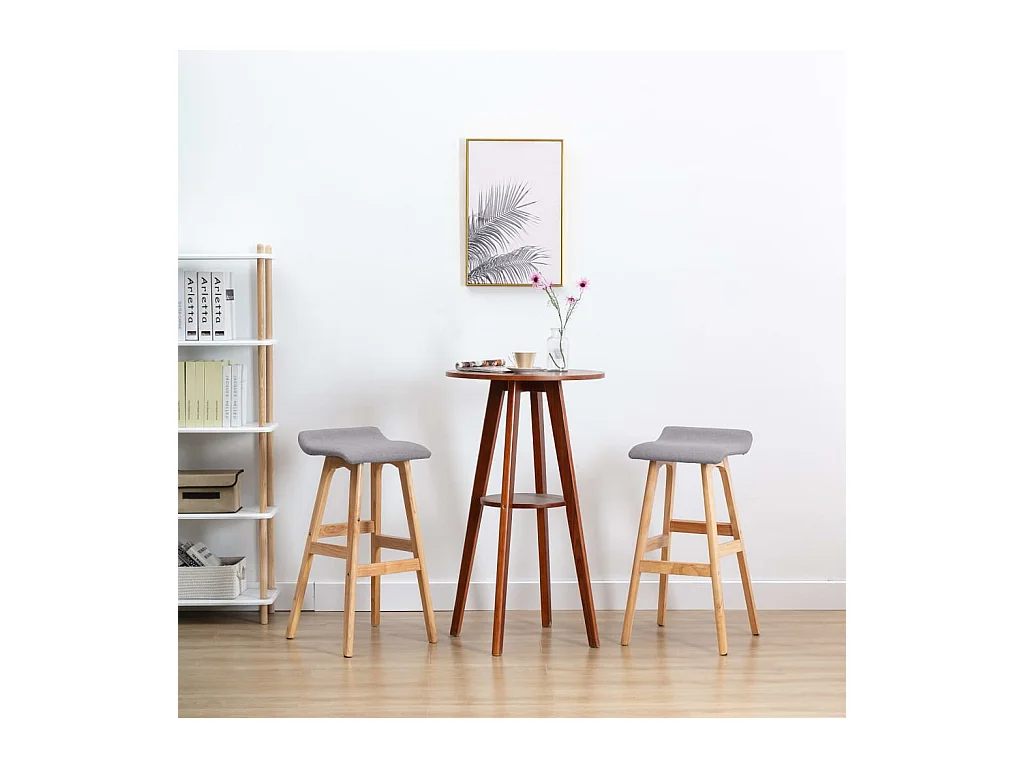 Tabourets de bar lot de 2 gris clair tissu