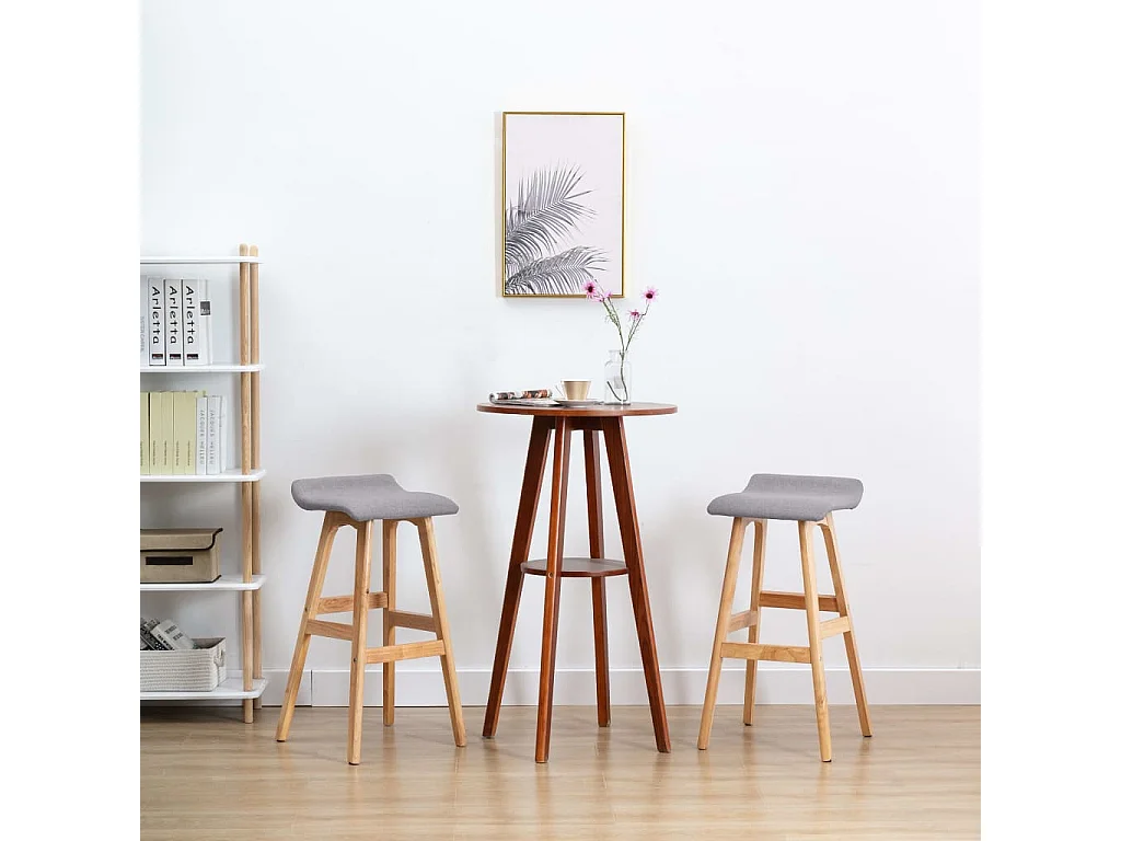 Tabourets de bar lot de 2 gris clair tissu