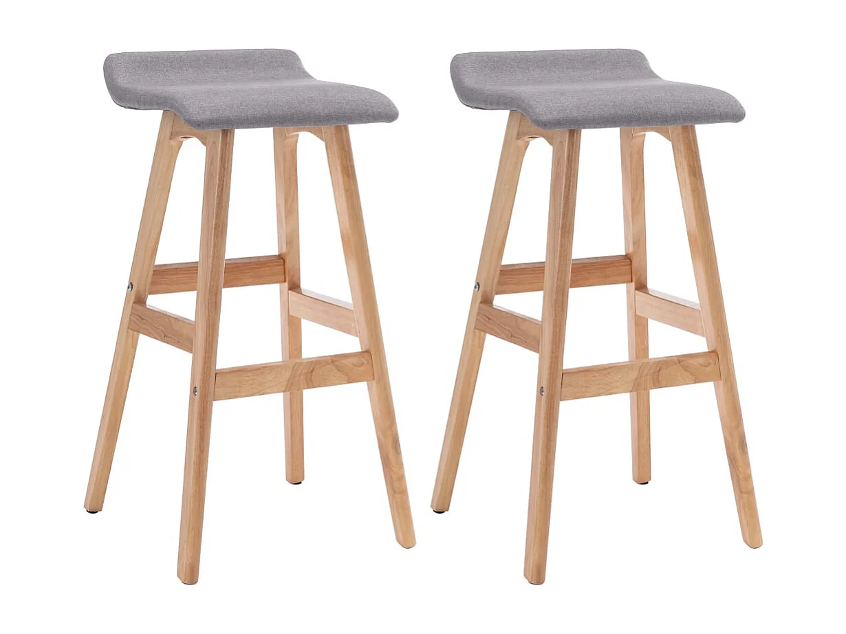 Tabourets de bar lot de 2 gris clair tissu