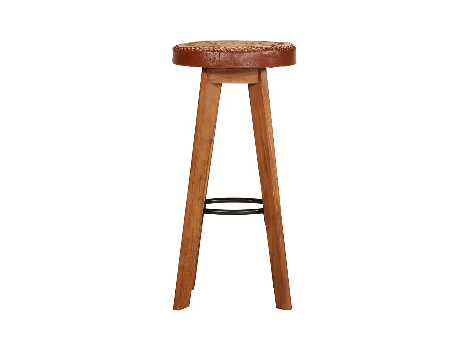 Sgabelli da bar 2 pezzi in vera pelle e legno massello di acacia